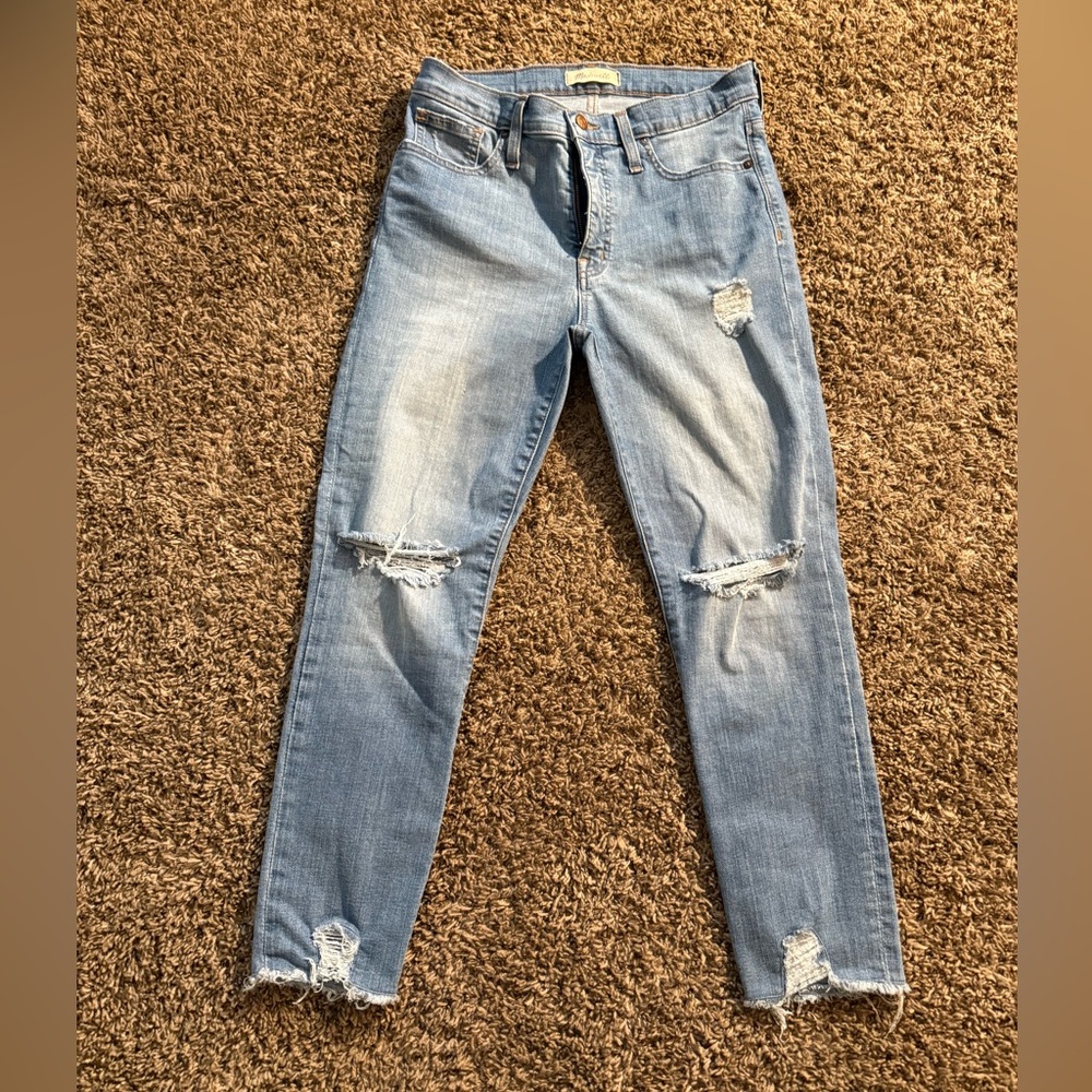 Madewell Light Blue Distressed Skinny Jeans